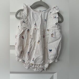 Petite Plume Sailboat Print Baby Romper